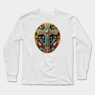 Easter Cross Embroidered Patch Long Sleeve T-Shirt